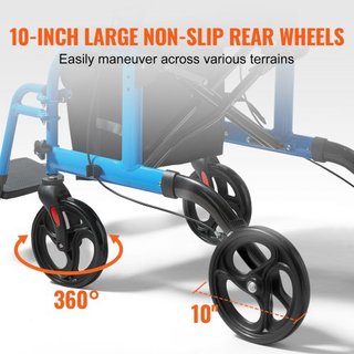 Caminador y Silla de Transporte 2 en 1 para Personas Mayores, Combo de Caminador Plegable y Silla de Ruedas con Reposapiés, Caminador de Movilidad de Aluminio Ligero con Mango Ajustable, Ruedas pa...