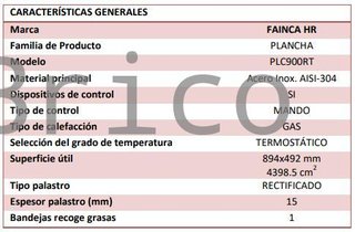 Plancha Gas Acero Rectificado Serie 500 - PLC900RT
