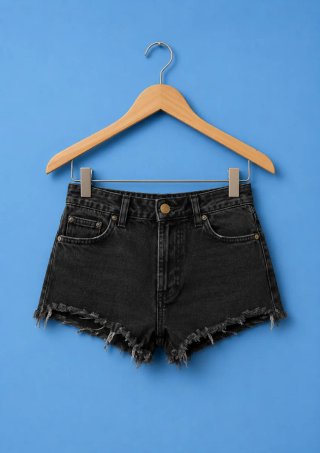 Pantalón corto negro desgastado Talla XXL