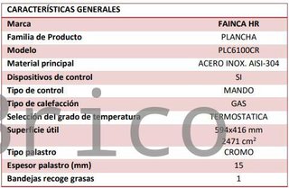 Plancha Gas Cromo Serie 100 - PLC6100CR