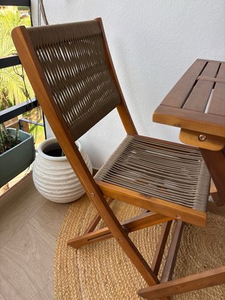 Mesa y 2 Sillas Madera Terraza
