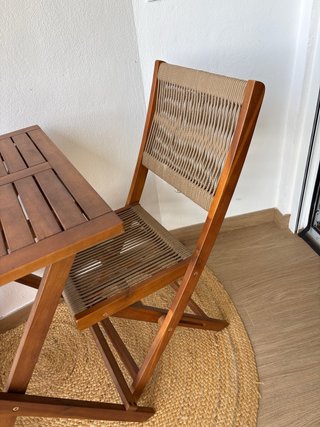 Mesa y 2 Sillas Madera Terraza