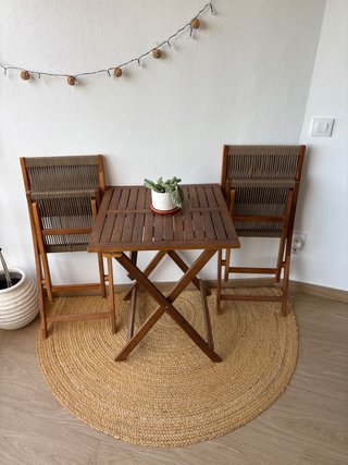 Mesa y 2 Sillas Madera Terraza