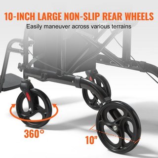 Caminador y silla de transporte 2 en 1 para personas mayores, combo de caminador plegable y silla de ruedas con reposapiés, caminador de movilidad de aluminio ligero con manillar ajustable, ruedas...