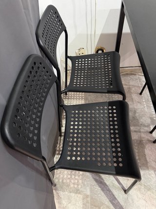 Mesa y 4 sillas, negro, 110x67 cm