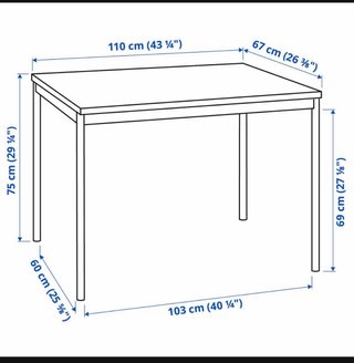 Mesa y 4 sillas, negro, 110x67 cm
