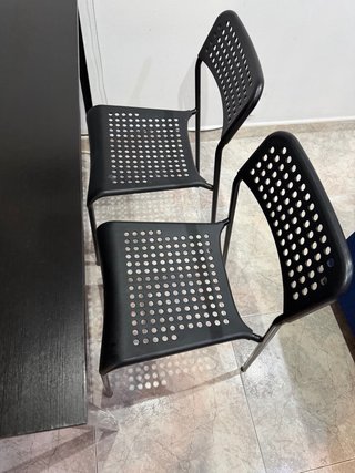 Mesa y 4 sillas, negro, 110x67 cm