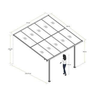 Marquesina de pared de aluminio 9,5 m2