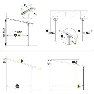 Marquesina de pared de aluminio 9,5 m2
