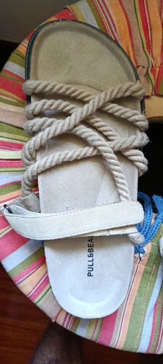 Sandalias PULL&BEAR Tiras Cuerda Beige Talla 40