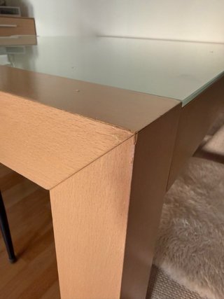 Mesa comedor cristal y madera *NO INCLUYE SILLAS*