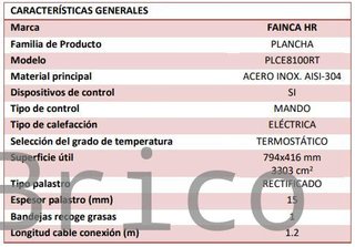 Plancha Eléctrica Acero Rectificado Serie 100 - PLCE8100RT