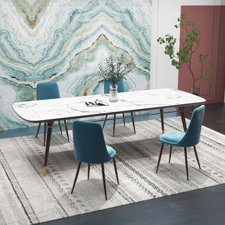 Seggiolini da Cucina Imbottitura, Set di 4 Pezzi in Poliestere e Acciaio, 47X55X86 Cm, Blu