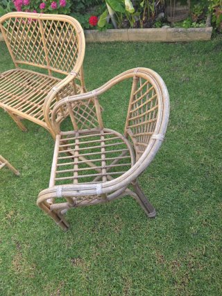 Conjunto Muebles Jardín Ratán y Madera