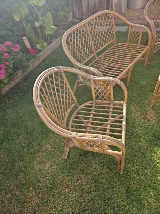 Conjunto Muebles Jardín Ratán y Madera