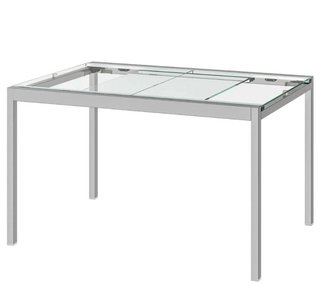 Mesa cristal extensible y 4 sillas