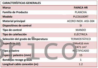 Plancha Eléctrica Acero Rectificado Serie 100 - PLCE6100RT