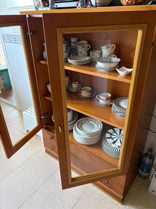 Aparador Vitrina Cocina Comedor Madera Cristal
