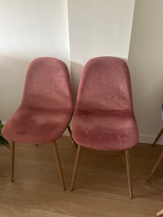 Sillas terciopelo madera verde y rosa Lote
