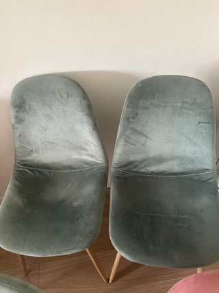 Sillas terciopelo madera verde y rosa Lote