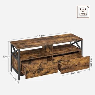 Mueble TV VASAGLE 120cm 2 cajones 2 estantes