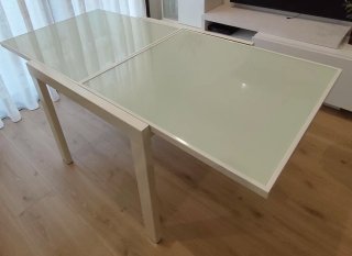 Mesa extensible comedor cristal y metal