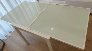 Mesa extensible comedor cristal y metal