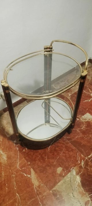 Mesita camarera vintage cristal y metal