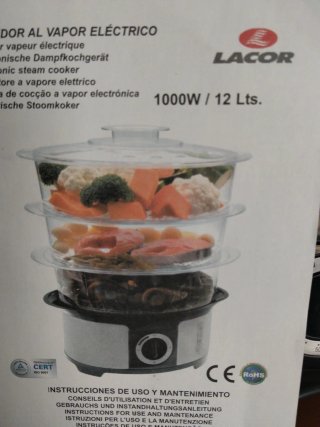 Cocedor Vapor Eléctrico Lacor 1000W 12L