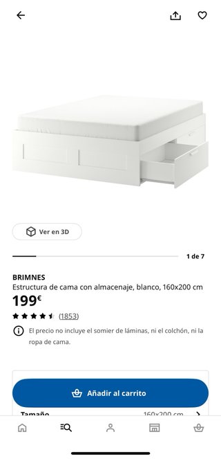 Cama IKEA Brimnes 160x200 y mesitas de noche