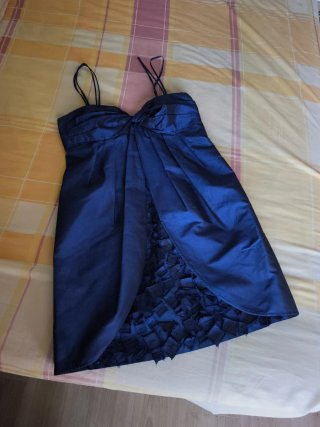 Vestido azul pavo fiesta tirantes