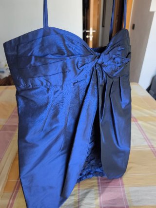 Vestido azul pavo fiesta tirantes