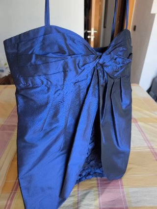 Vestido azul pavo fiesta tirantes