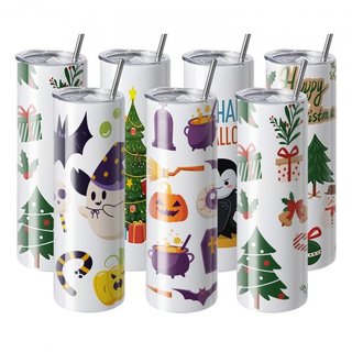 8 Pack de Vasos de Sublimación Rectos, 30 oz/850.5 g Vasos en Blanco al por Mayor, Vasos de Acero Inoxidable de Doble Pared con Popote, Tapa, Cepillo, Base, Envoltura Retráctil, Caja de Regalo, pa...