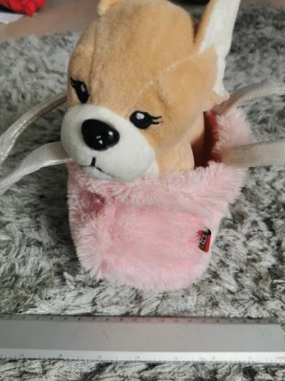 Peluche perrito con bolso rosa