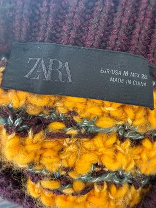 Chaleco Zara Talla M Cuadros Morado y Amarillo