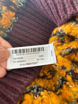 Chaleco Zara Talla M Cuadros Morado y Amarillo