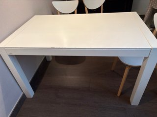 Mesa de comedor Ondarreta blanca extensible +70