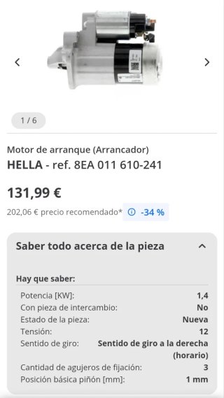 Motor Arranque Hella 8EA011610-241 Renault