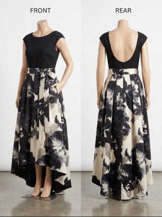 Vestido fiesta largo beige y negro. Talla 40