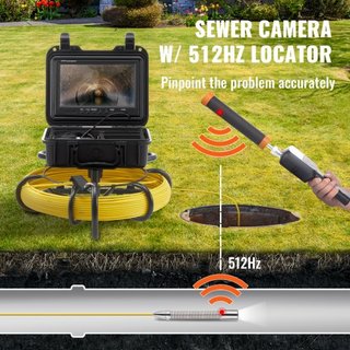 Cámara de Inspección de Tuberías con Sonde de 512hz 22.9 cm Pantalla 720p 50.3m