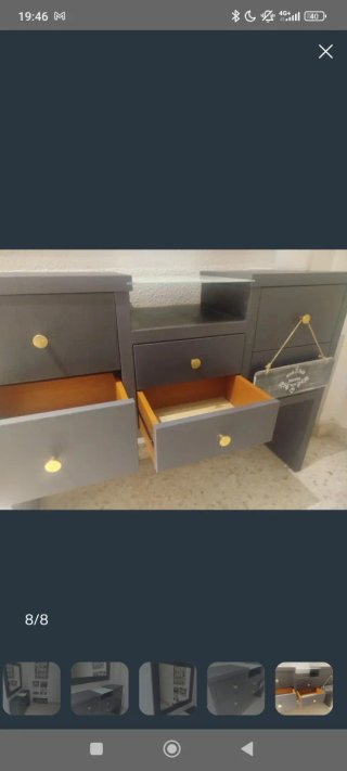Mueble recibidor + espejo + 6 cuadros NY