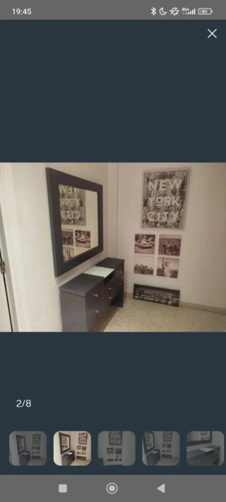 Mueble recibidor + espejo + 6 cuadros NY
