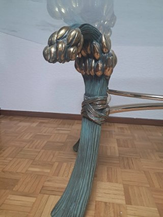 Mesa de centro cristal patas doradas