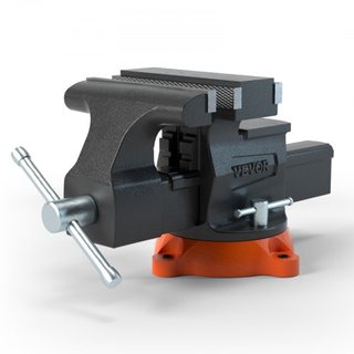 Torno de Banco, Ancho de Mordaza de 16.5 cm, Apertura Adelante de 16.5 cm y Apertura Inversa de 23.6 cm, Base de Bloqueo Giratoria de 360 Grados, Banco de Trabajo Multipropósito con Yunque, Hierro...