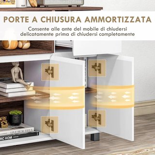 Mueble de Cocina Credenza Moderna de Madera con Armarios, Cajón y Compartimento Abierto, Mueble Multiusos para Cocina y Salón, 105X39X83Cm, Blanco