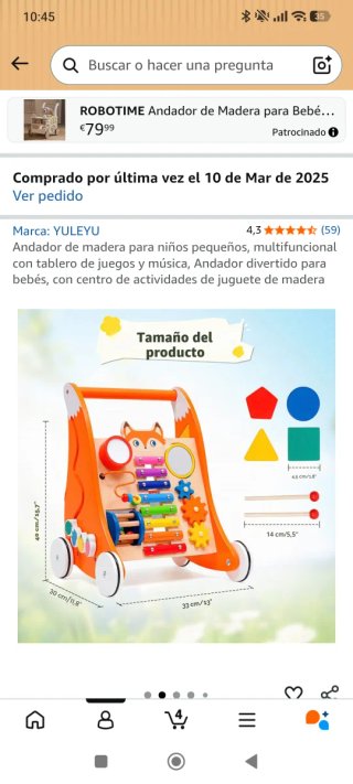 Andador de madera para bebés