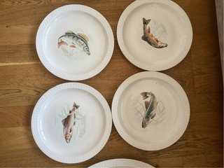 Vajilla vintage Pontesa Peces de Río. Platos