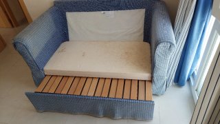 Sofá Cama Ikea Azul y Blanco