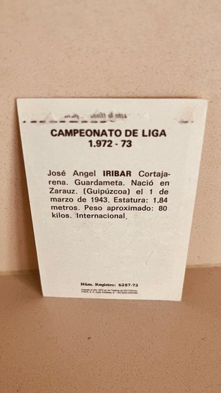 Cromo Fútbol Iribar 1972/73 Athletic Bilbao